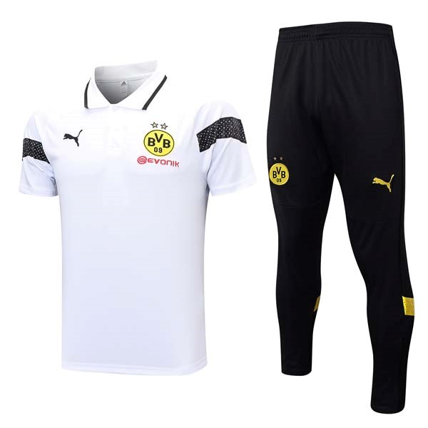 Polo Borussia Dortmund Komplett Set 2023-24 Weiß Schwarz
